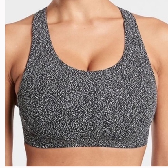 Athleta Ultimate Textured Sports Bra in Static Black /White W-874 Sz M - Picture 1 of 8